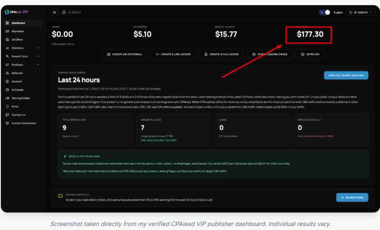 CommissionOS free traffic engine results screenshot 1