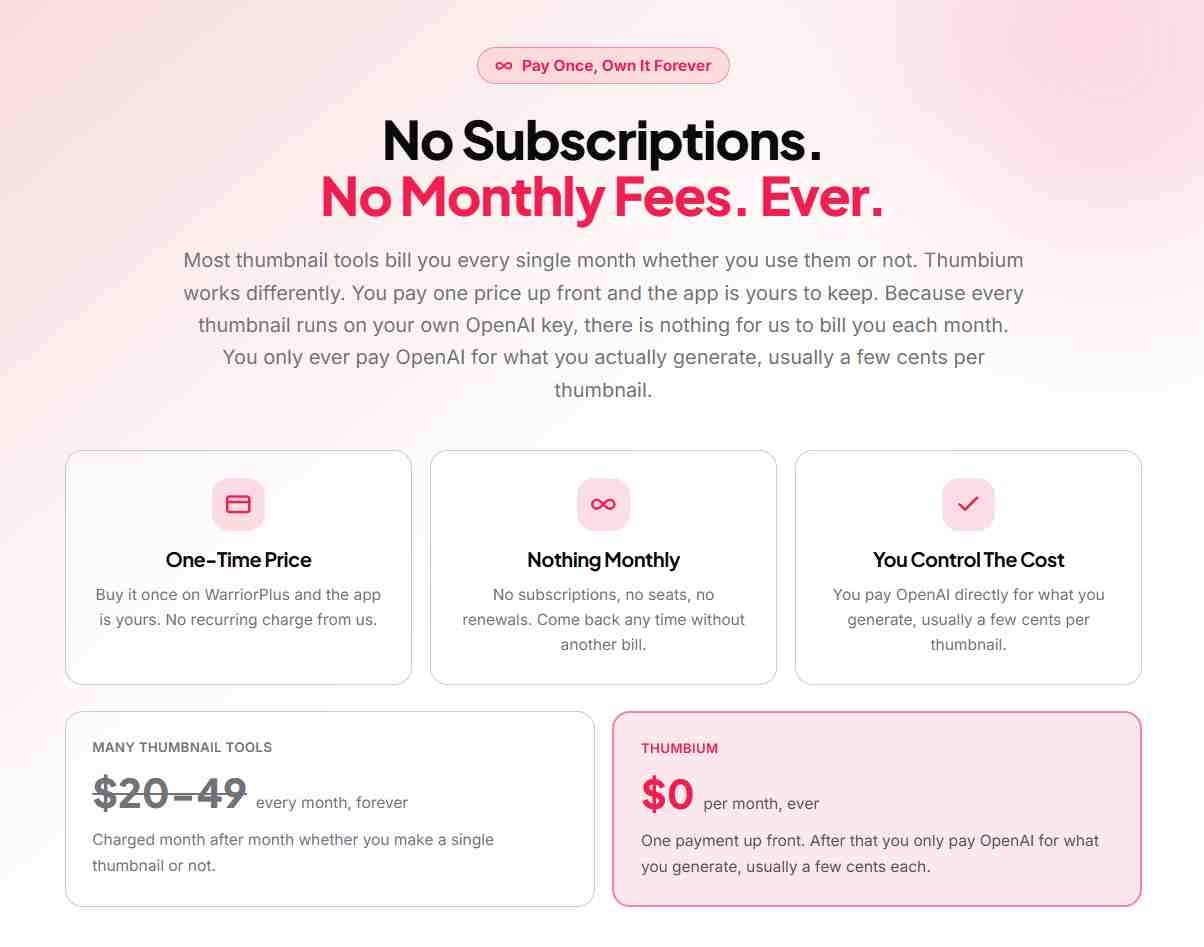 Thumbium pricing plans overview