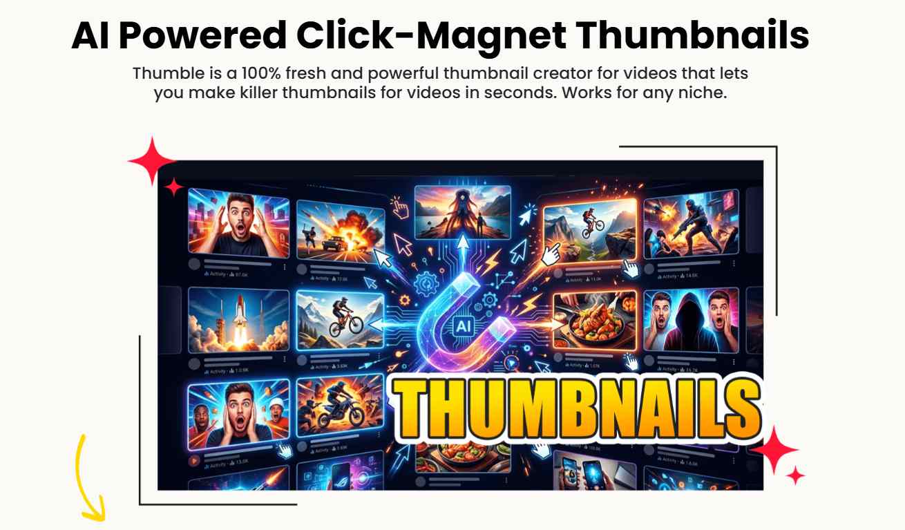Thumble feature set showing generated thumbnail styles