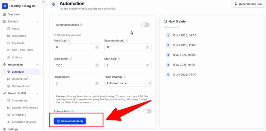 TrafficGenie automation save step