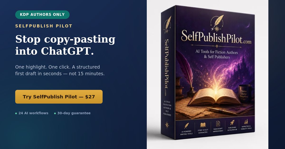 Stop copy-pasting into ChatGPT — SelfPublish Pilot removes the prompt-writing step